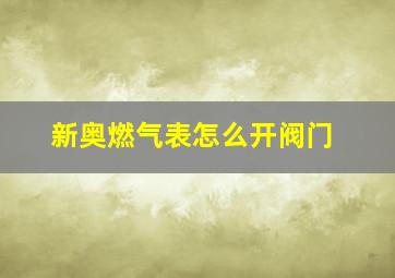 新奥燃气表怎么开阀门