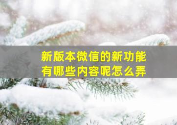 新版本微信的新功能有哪些内容呢怎么弄