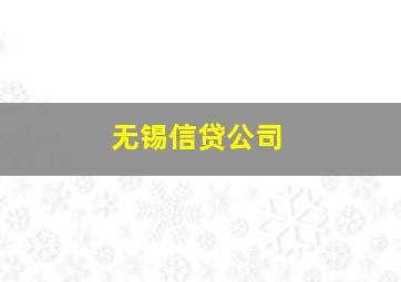 无锡信贷公司