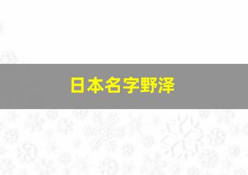 日本名字野泽