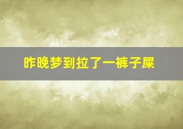 昨晚梦到拉了一裤子屎