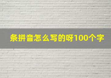 条拼音怎么写的呀100个字