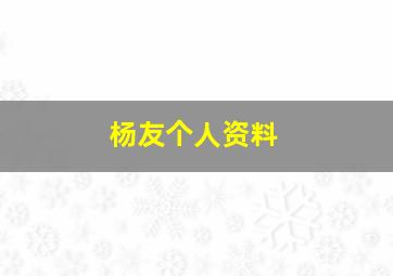 杨友个人资料