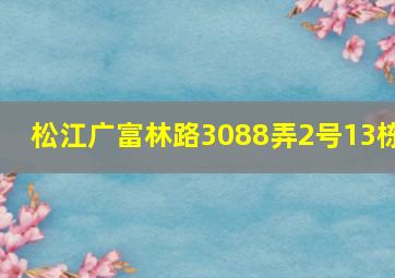 松江广富林路3088弄2号13栋