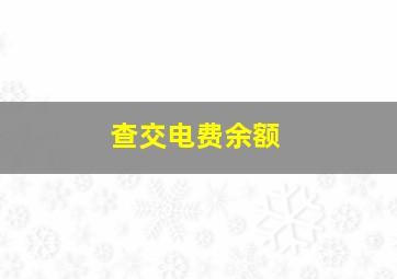 查交电费余额