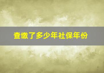 查缴了多少年社保年份