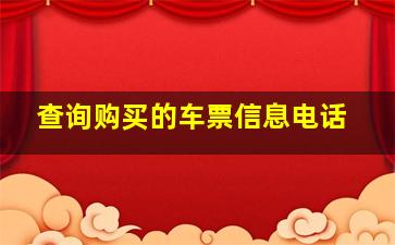 查询购买的车票信息电话