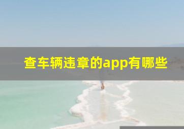 查车辆违章的app有哪些