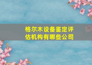 格尔木设备鉴定评估机构有哪些公司