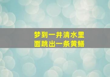 梦到一井清水里面跳出一条黄鳝