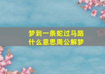 梦到一条蛇过马路什么意思周公解梦