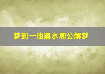 梦到一池黑水周公解梦