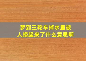 梦到三轮车掉水里被人捞起来了什么意思啊