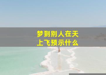 梦到别人在天上飞预示什么