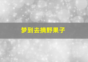 梦到去摘野果子