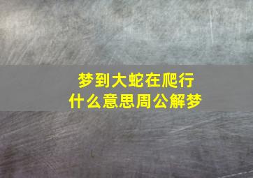 梦到大蛇在爬行什么意思周公解梦