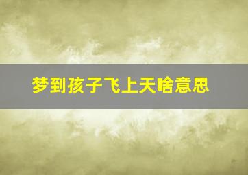 梦到孩子飞上天啥意思