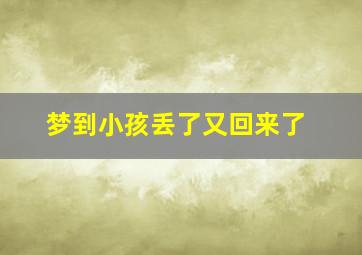 梦到小孩丢了又回来了