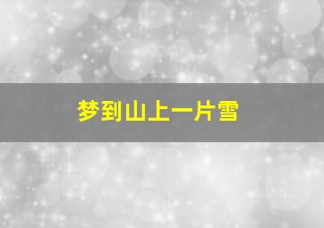 梦到山上一片雪