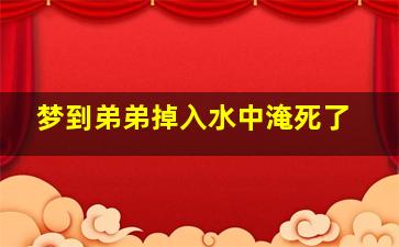 梦到弟弟掉入水中淹死了