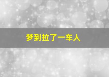 梦到拉了一车人