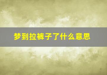 梦到拉裤子了什么意思