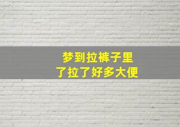 梦到拉裤子里了拉了好多大便