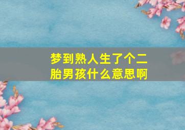 梦到熟人生了个二胎男孩什么意思啊