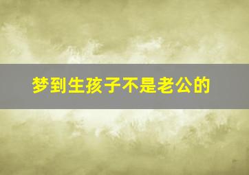 梦到生孩子不是老公的