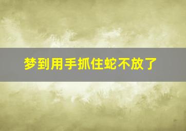 梦到用手抓住蛇不放了