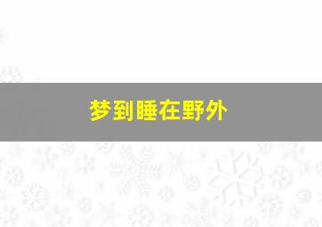 梦到睡在野外