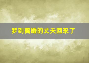 梦到离婚的丈夫回来了