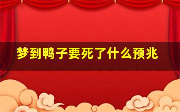 梦到鸭子要死了什么预兆