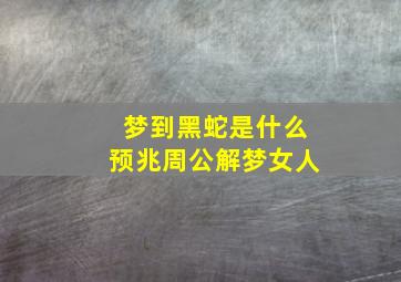 梦到黑蛇是什么预兆周公解梦女人