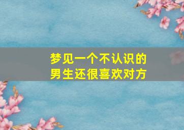 梦见一个不认识的男生还很喜欢对方