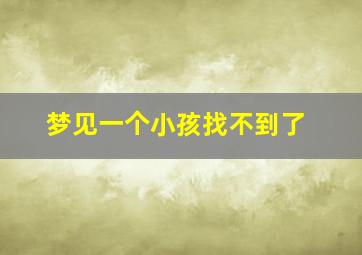 梦见一个小孩找不到了