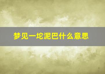 梦见一坨泥巴什么意思