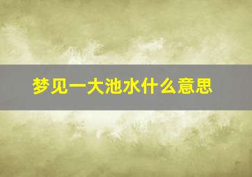 梦见一大池水什么意思