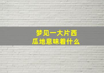 梦见一大片西瓜地意味着什么