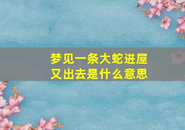 梦见一条大蛇进屋又出去是什么意思