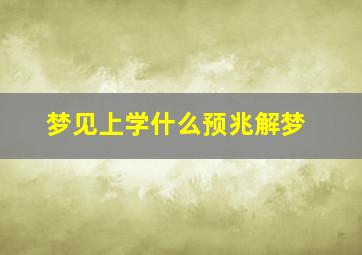 梦见上学什么预兆解梦