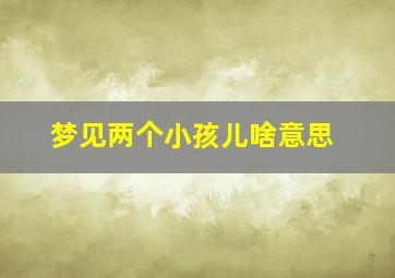 梦见两个小孩儿啥意思