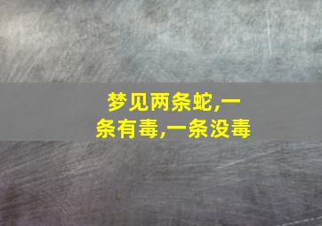 梦见两条蛇,一条有毒,一条没毒