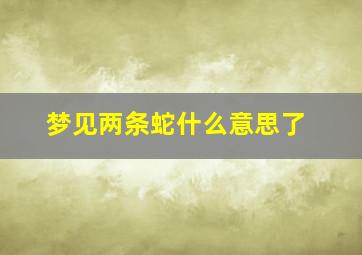 梦见两条蛇什么意思了