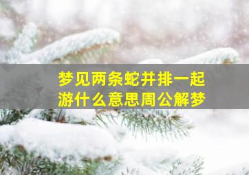 梦见两条蛇并排一起游什么意思周公解梦