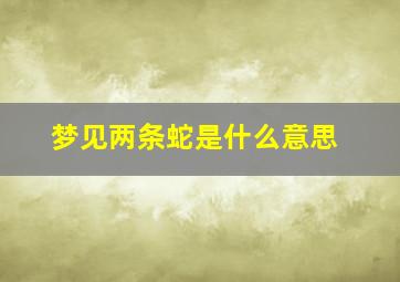 梦见两条蛇是什么意思