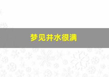 梦见井水很满