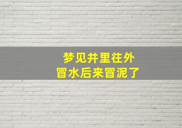 梦见井里往外冒水后来冒泥了