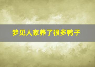 梦见人家养了很多鸭子