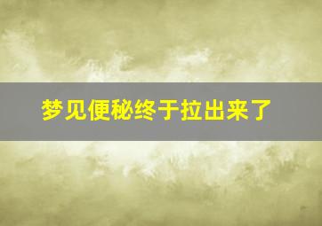 梦见便秘终于拉出来了